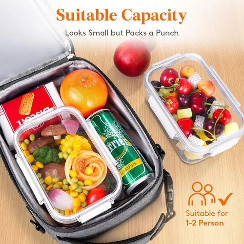Miniatura 8 de Lifewit Lonchera expandible para hombres, bolsa de almuerzo aislada, bolsa enfriadora portátil con correas para el hombro y 2 paquetes de hielo