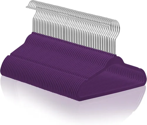 Casafield 50 Perchas de Terciopelo para Bebé - Tamaño de 11" para Ropa de Bebés y Niños Pequeños - Morado