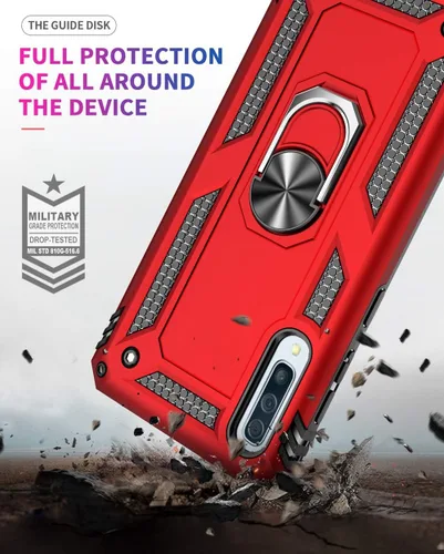 Miniatura 5 de Carcasa de grado militar para Samsung Galaxy A50, anillo giratorio de metal 360, soporte magnético para montaje en automóvil, resistente a prueba