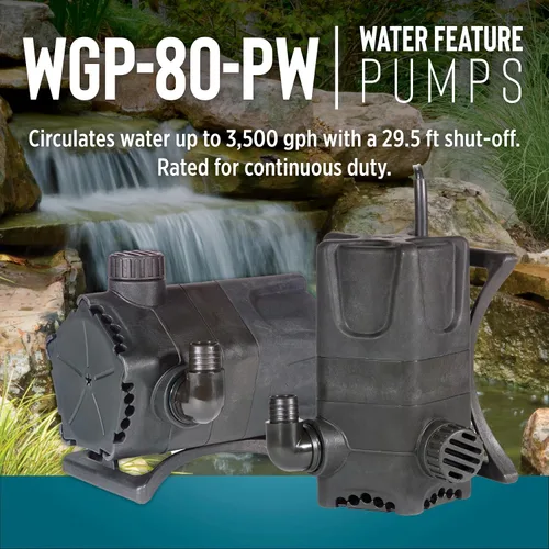Miniatura 5 de Little Giant WGP-80-PW 115 voltios, 3500 GPH Bomba sumergible de cascada y estanque de accionamiento directo de doble descarga, color negro, 566417