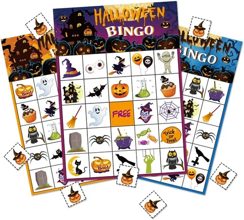 Suministros de fiesta de juegos de bingo de Halloween para niños 24 jugadores