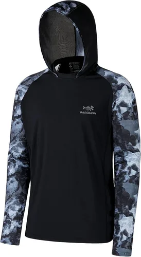 Miniatura 13 de BASSDASH Camisa de pesca de rendimiento UPF 50 para hombre, sudadera con capucha de camuflaje de manga larga FS17M