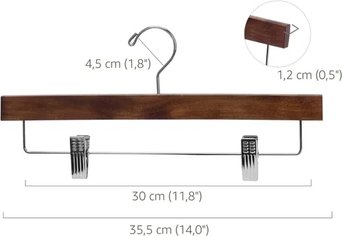Miniatura 3 de Nature Smile Perchas de madera para pantalones, faldas y pantalones con clips (10 piezas Retro)