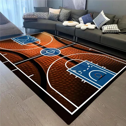 Miniatura 21 de Alfombra de área estampada azul, retro, envejecida, antideslizante, para interiores, sala de estar, lavable a máquina, transpirable para sala
