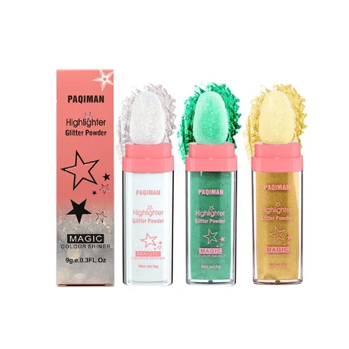 Miniatura 11 de Polvo de resaltado con purpurina, maquillaje para iluminar el rostro natural tridimensional en polvo para resaltador de mejillas.