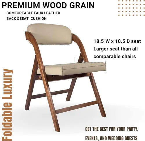 Miniatura 4 de Sillas plegables de madera con cojín, sillas plegables acolchadas para exterior, silla tapizada con asiento ancho, juego de 2 (madera fresa)
