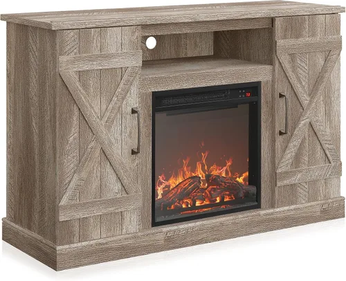 Miniatura 8 de BELLEZE Soporte de TV de 47 pulgadas con calentador eléctrico de chimenea de 18 pulgadas y consola de centro de entretenimiento multimedia para TV