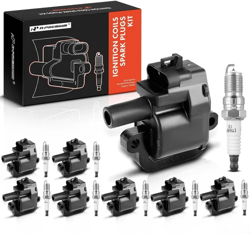 A-Premium Bobinas de encendido y bujías (negro) compatibles con Chevrolet Camaro 1998-2002, Corvette 1997-2004 y Cadillac CTS 2004-2005 y Pontiac