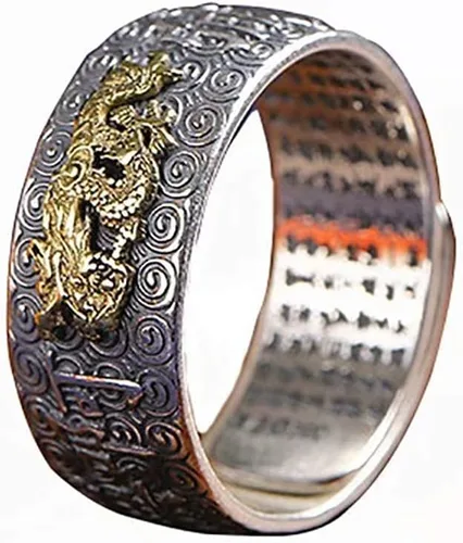JAJAFOOK Feng Shui - Anillo budista de buena suerte, amuleto de riqueza, Pixiu, dragón, loto, Jingang Chu, anillo de boda para hombres y mujeres,