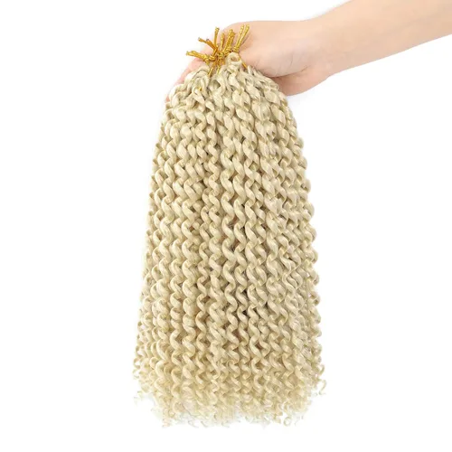 Miniatura 26 de Dansama - 7 paquetes de extensiones de cabello trenzado ondulado Passion Twist, extensiones de cabello de trenzas con ganchillo estilo mariposa, #1B