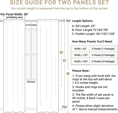 Miniatura 8 de 100% Blackout Shield - 2 cortinas opacas de lino, con presillas traseras/bolsillo para cortinero y aislamiento térmico, para el hogar, 50 pulgadas