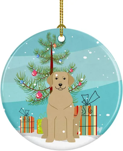 Miniatura 66 de Caroline's Treasures Adorno de cerámica para árbol de Navidad, Laika Spitz de Siberia Occidental, decoración colgante para árbol de Navidad