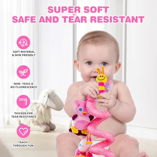 Miniatura 4 de Jollybaby Juguetes para Cuna Cochecito Asiento de Auto para Bebé 0-3-6-9-12 Meses, Juguetes Sensoriales Colgantes para Tiempo Boca Abajo para Recién