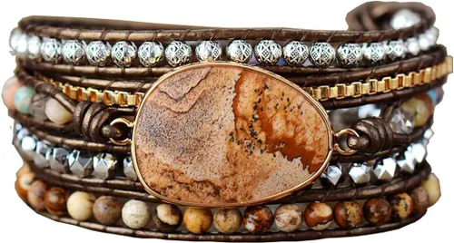 Miniatura 92 de ZOSOJONA - Pulseras bohemias hechas a mano de piedra natural, que dan vuelta, con cuentas de cristal de turquesa