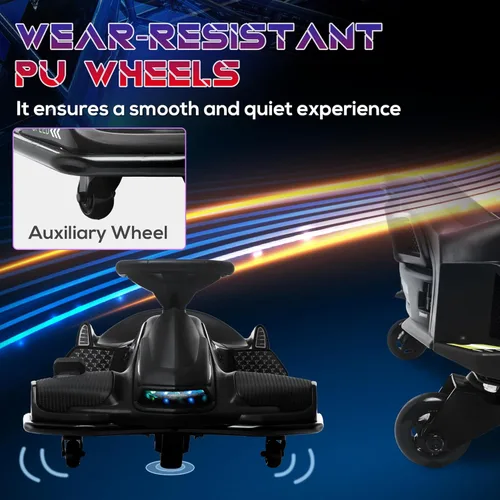 Miniatura 5 de Aosom Go Kart Eléctrico de 12V, Coche de Deriva de 5 MPH, Juguete de Montar con Batería para Exteriores con Arranque Lento, Música, Luces Coloridas