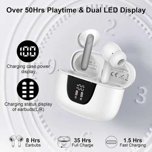 Miniatura 3 de Auriculares inalámbricos Samsung Bluetooth 5.3 para Samsung Galaxy S26 S25 Ultra/S24/S23/A17/A16/A56/LED con micrófono con cancelación de ruido