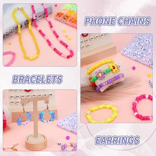 Miniatura 5 de QUEFE Kit de pulseras de 4680 piezas de cuentas de pony para hacer pulseras de amistad, juego de 120 colores de cuentas Kandi para hacer joyas, 3840