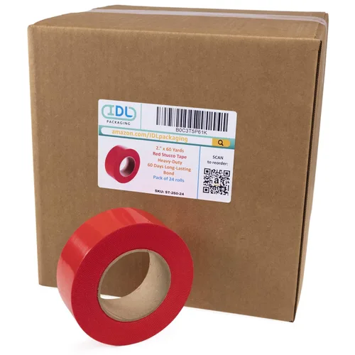 Miniatura 11 de IDL Packaging Cinta de estuco roja de 2 pulgadas x 60 yardas, 1 rollo, resistente, borde liso, unión de 60 días de larga duración, no deja rastros