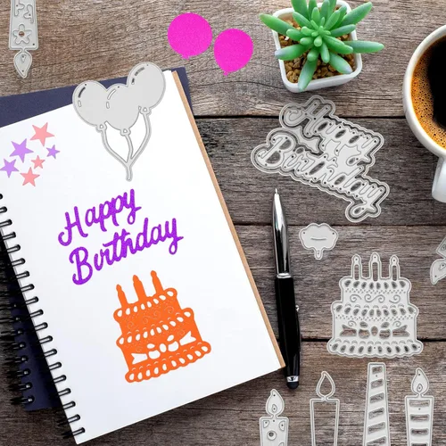 Miniatura 7 de 30 piezas troqueladas, troqueles de metal para cortar tartas de feliz cumpleaños, plantillas de pasteles para fiestas, tarjetas, globos, invitación