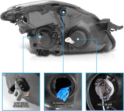 Miniatura 5 de AmeriLite Juego de faros delanteros de repuesto para Nissan Altima Coupe Dual Xtreme LED Halos Black 2008-2009, lado del pasajero y del conductor