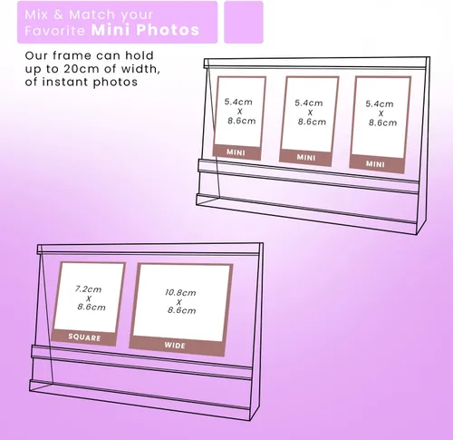 Miniatura 4 de Elil Instax Mini - Marco de fotos con mensaje personalizado, marco de fotos acrílico para escritorio y pantalla de fotos, compatible con Fujifilm