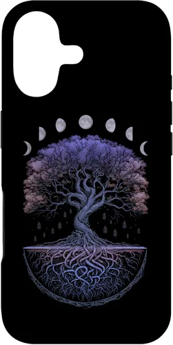 Miniatura 32 de Funda para iPhone 11 Pro Max Yggdrasil nórdico árbol de la vida vikinga fases de la luna