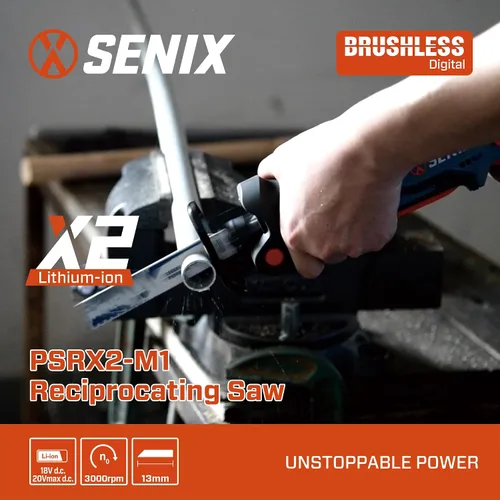 Miniatura 3 de SENIX PSRX2-M1-0 X2 20 Volt Max* Sierra alternativa compacta de 1/2 pulgada, velocidad variable, 2800 SPM máximo, abrazadera de hoja sin