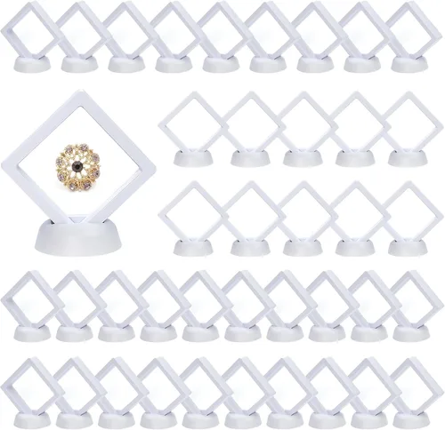 KMOTASUO Vitrina flotante 3D, película transparente 3D flotante para monedas de desafío, medallones AA, piedras de fósiles de joyería, 2.75 x 2.75 x
