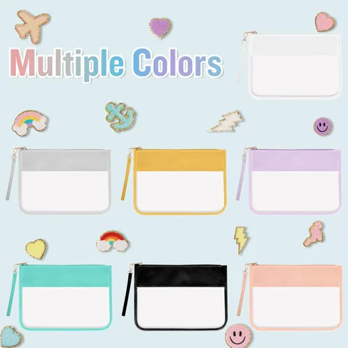 Miniatura 8 de izuzta Bolsa plana clara de la cremallera del bolso del maquillaje de la PU de la bolsa plana del PVC con la, Gris