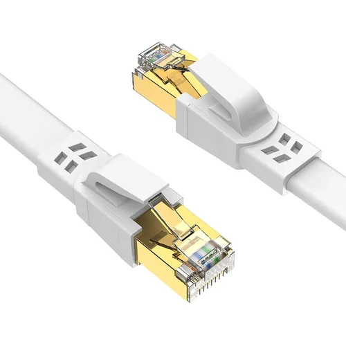 Miniatura 8 de Ercielook Cable Ethernet CAT8 de alta velocidad de 150 pies, cable de Internet plano blindado con clips, resistente a la intemperie S/FTP resistente