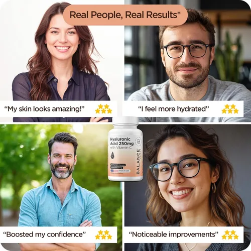 Miniatura 5 de Suplemento de ácido hialurónico puro de 250 mg con vitamina C de 50 mg, 120 cápsulas veganas, hidratación de la piel para un brillo natural