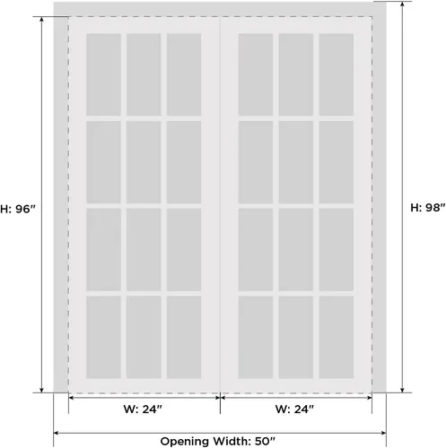 Miniatura 6 de SARTODOORS Puertas dobles francesas macizas de 48 x 96 pulgadas de vidrio transparente Lucia 2166 blanco mate Marcos de panel sólido de madera