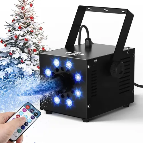 Miniatura 11 de UPGREY Máquina de nieve de 1500W para interiores y exteriores, máquina de nieve falsa para fiestas con control remoto y asa