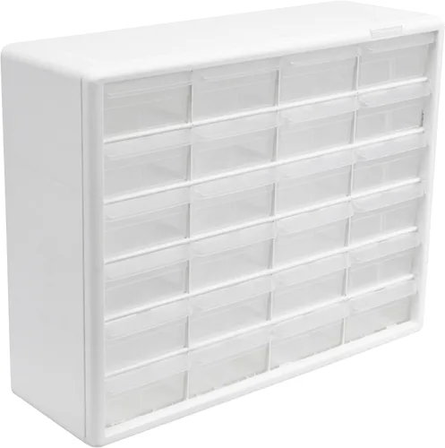 Miniatura 24 de Repisa para almacenamiento de piezas, de plástico, con 26 cajones Akro-Mils 10126REDBLK20, de 20 pulgadas x 10-1/4 pulgadas x 6-3/8 pulgadas, rojo