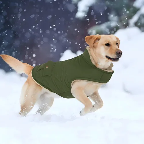 Miniatura 7 de ASENKU Abrigo cálido de invierno para perro, abrigo impermeable para el clima frío, chaqueta de vellón para perros con forro de felpa ultra grueso