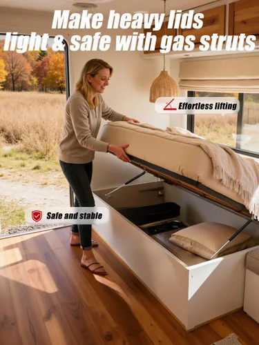 Miniatura 8 de Vepagoo - Amortiguadores de gas de 13 pulgadas, 10 libras/44N con soportes de montaje, soportes de elevación para caja de almacenamiento, puerta