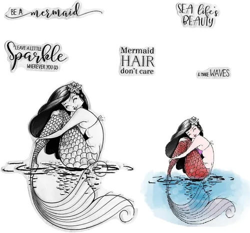 Sellos transparentes de sirena para hacer tarjetas y decoraciones de álbumes de fotos, palabras femeninas, sellos de goma transparente para álbumes