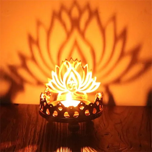 Miniatura 4 de Lámpara de mantequilla Ghee Portavelas de taza dorada Lámpara de aceite de latón tibetano Suministros de altar budista Hueco de metal tallado luz