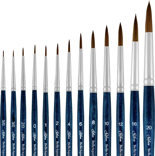 Miniatura 14 de Silver Brush Limited BA-2753S BelleAqua - Juego de pinceles redondos básicos para acuarela, 3 piezas, mango corto profesional, juego de pinceles Set