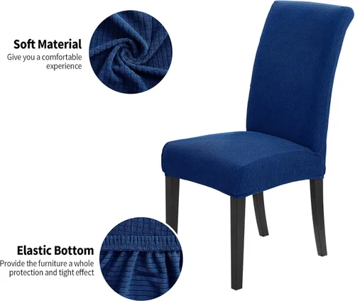 Miniatura 3 de Joccun - Juego de 4 fundas para sillas de comedor, fundas elásticas para sillas de comedor, fundas de asiento para sillas de comedor, funda de Azul