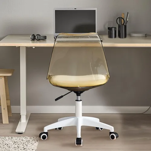 Miniatura 8 de Silla de escritorio transparente, Silla de oficina en casa de plástico, Silla giratoria de plástico para oficina, hogar, maquillaje, espacio