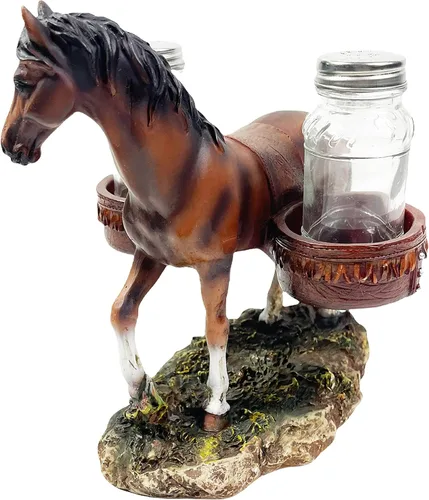Miniatura 10 de Urbalabs - Coctelera grande de armadillo, lobo, burro, cerdo y caballo, salero y pimentero, mesa de comedor de granja, decoración rústica de vaquero