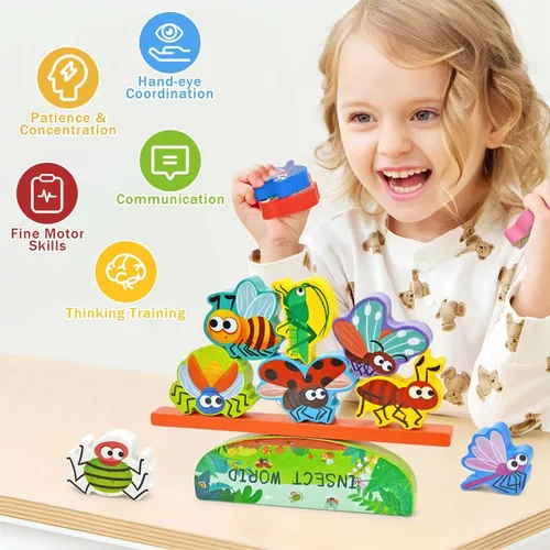 Miniatura 4 de Vileafy Juguetes de madera de insectos para niños, figuras de insectos, blcoks de construcción, juguetes educativos Montessori de madera