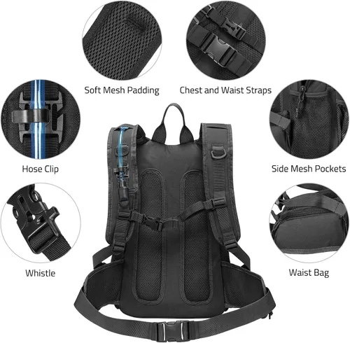 Miniatura 5 de CVLIFE Paquete de hidratación táctica de 3 litros, bolsa de agua ligera con vejiga para hombres y mujeres, mochila Molle resistente para senderismo