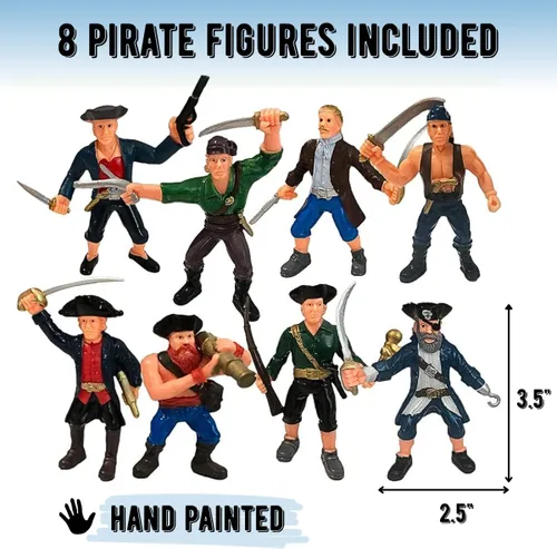 Miniatura 2 de ArtCreativity Juego de figuras de acción pirata para niños, 3.5 pulgadas, plástico en posturas surtidas, paquete de 8