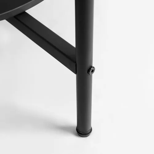 Miniatura 8 de Wisfor Mesa de centro de mármol para sofá de mesa: mesa central redonda de piedra sinterizada blanca de 2 niveles con Fram negro para sala de estar