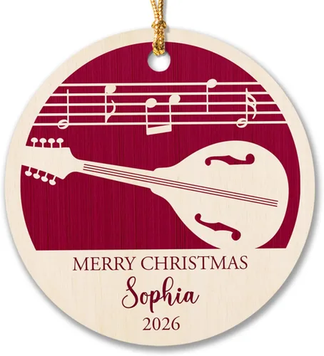 Miniatura 19 de Adorno de Navidad de instrumento musical de acordeón, nombre personalizado y adorno de año para acordeonista, regalo de profesor de música