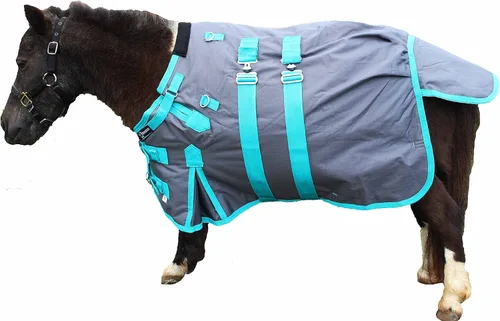 Miniatura 4 de Manta de invierno de 36" 1200D para potro, poni, caballo pequeño, asno recién destetado Teal 51945
