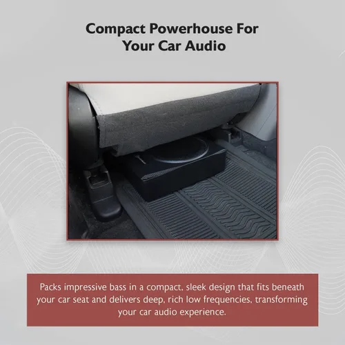 Miniatura 3 de Rockville Subwoofer delgado bajo el asiento amplificador integrado, carcasa de aluminio, control remoto, perfecto para audio de coche/camión