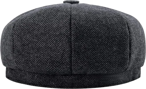 Miniatura 4 de BOTVELA Sombrero de tweed de espiga de 8 paneles de mezcla de lana para hombre